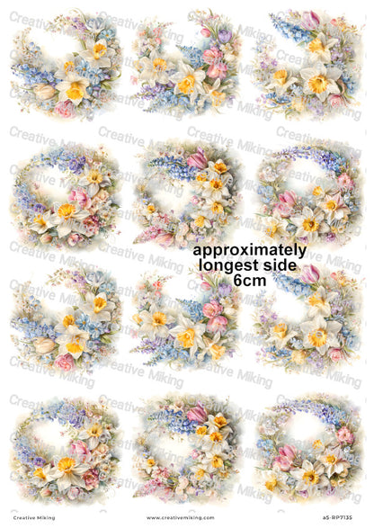 Spring Flower Wreaths Decoupage Rice Paper | RP7135