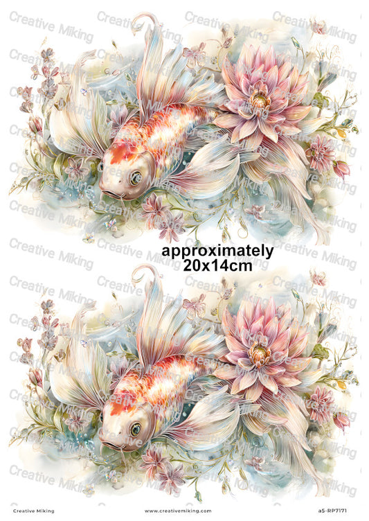 Koi Carp Fish Decoupage Rice Paper | RP7171