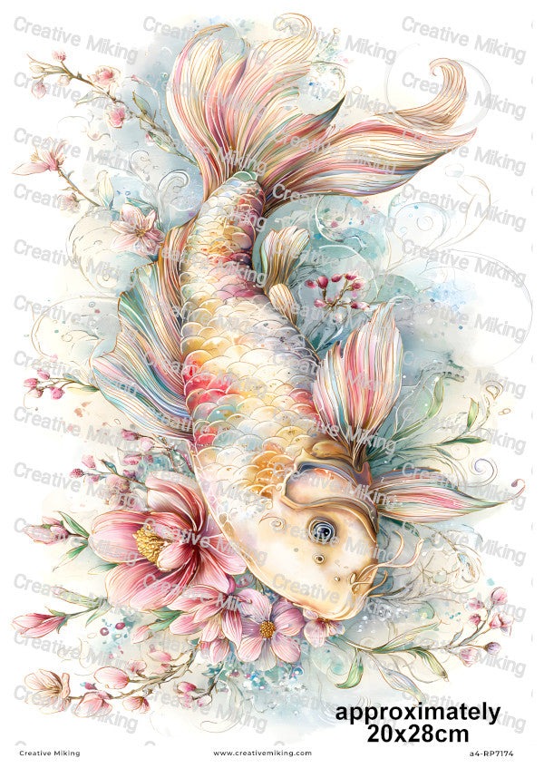 Koi Carp Fish Decoupage Rice Paper | RP7174