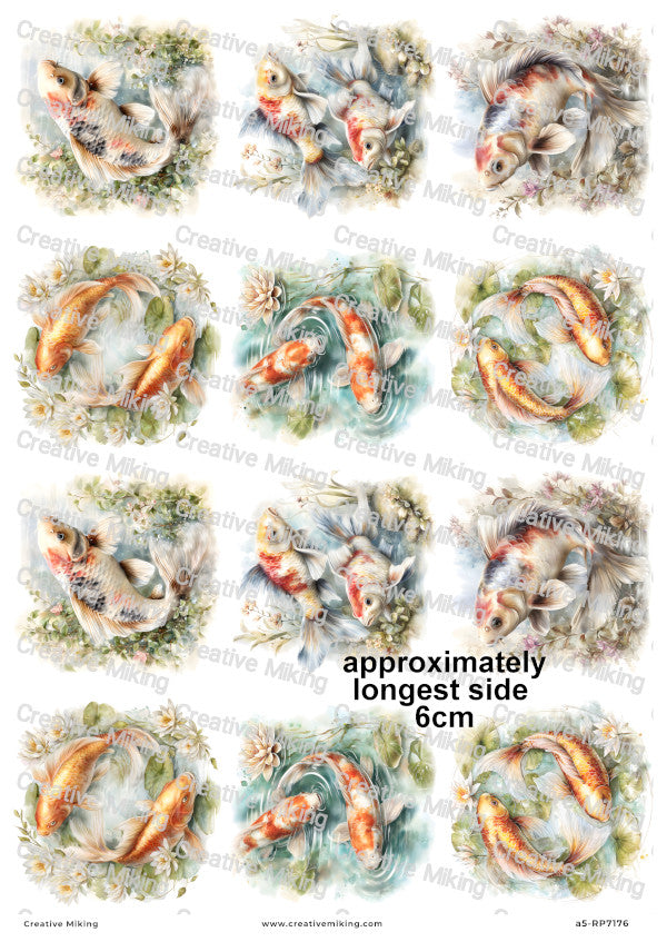 Koi Carp Fish Decoupage Rice Paper | RP7176