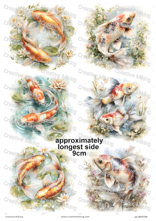 Koi Carp Fish Decoupage Rice Paper | RP7176