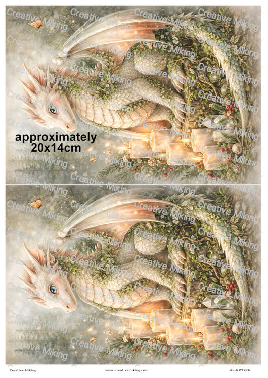 Mystical Forest Dragon With Flowers And Candles Decoupage Rice Paper | RP7276