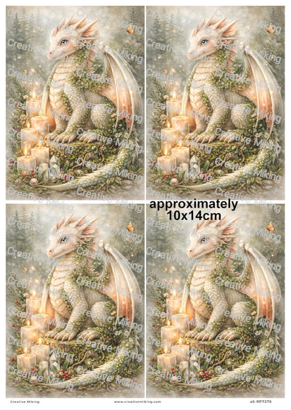 Mystical Forest Dragon With Flowers And Candles Decoupage Rice Paper | RP7276