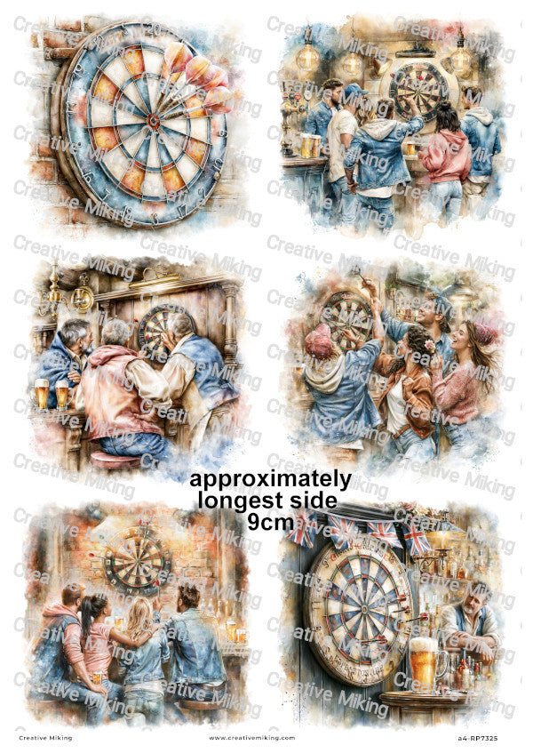 Darts Game Decoupage Rice Paper | RP7325