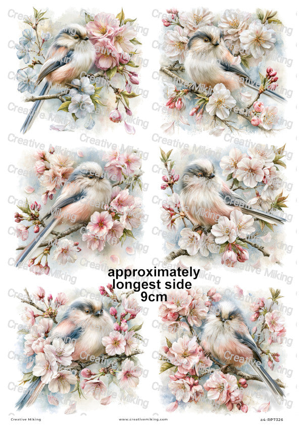 Long-tailed Tit Bird Decoupage Rice Paper | RP7326