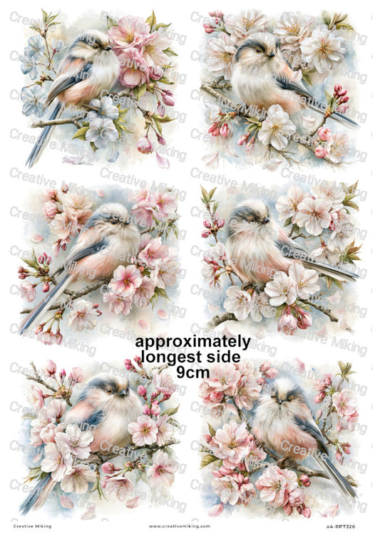 Long-tailed Tit Bird Decoupage Rice Paper | RP7326