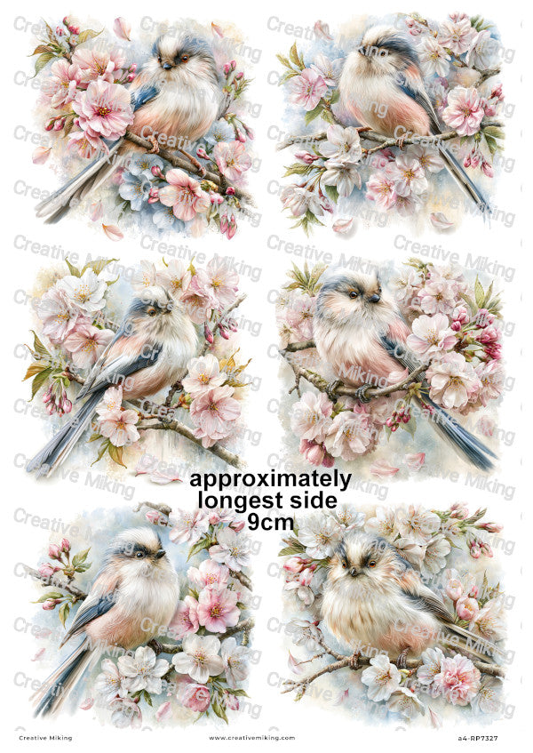Long-tailed Tit Bird Decoupage Rice Paper | RP7327