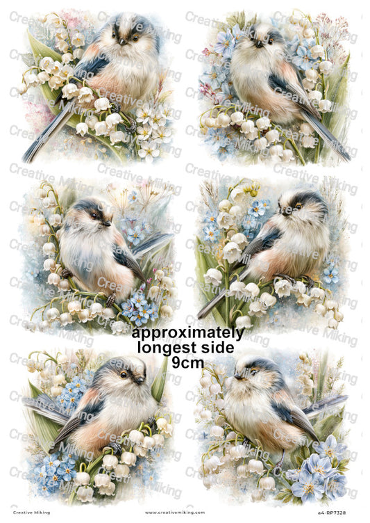 Long-tailed Tit Bird Decoupage Rice Paper | RP7328