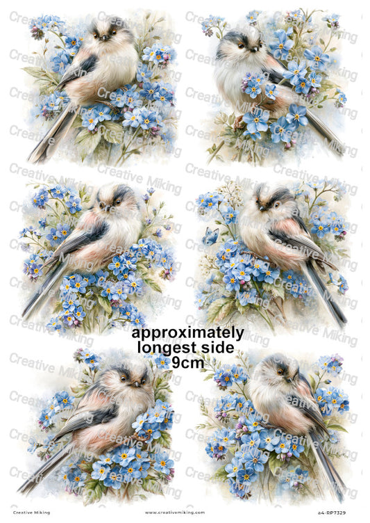Long-tailed Tit Bird Decoupage Rice Paper | RP7329
