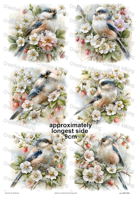 Long-tailed Tit Bird Decoupage Rice Paper | RP7331