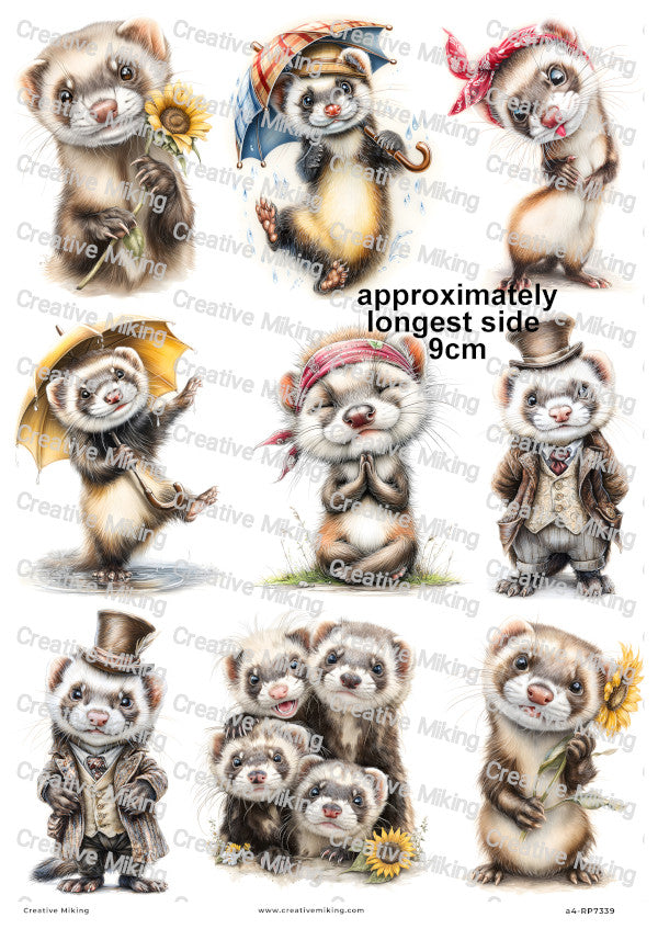 Ferret Decoupage Rice Paper | RP7339