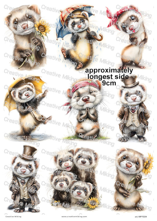 Ferret Decoupage Rice Paper | RP7339