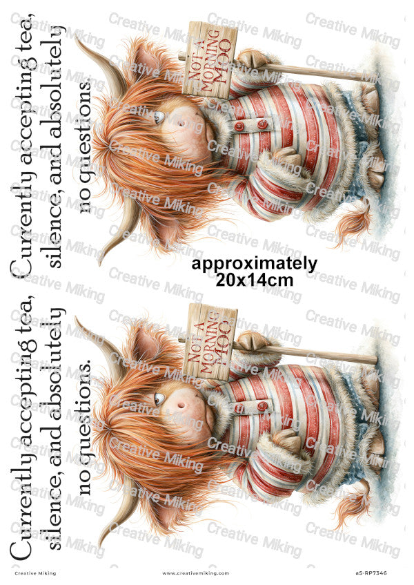 Highland Cow Funny Decoupage Rice Paper | RP7346
