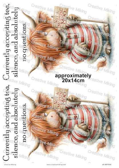 Highland Cow Funny Decoupage Rice Paper | RP7346