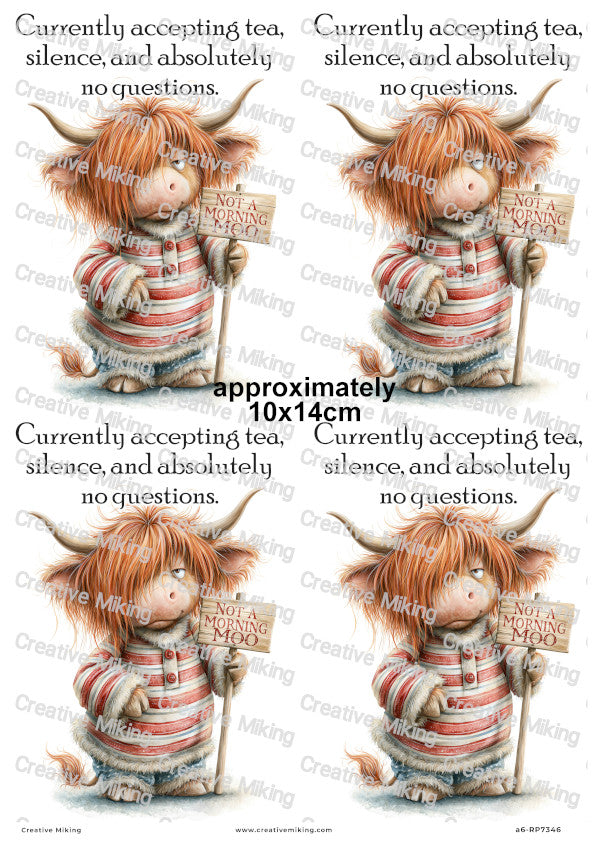 Highland Cow Funny Decoupage Rice Paper | RP7346
