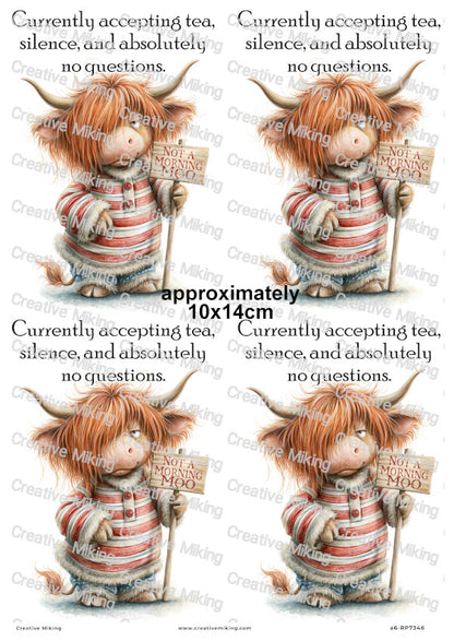 Highland Cow Funny Decoupage Rice Paper | RP7346