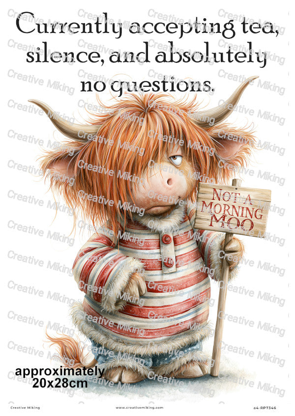 Highland Cow Funny Decoupage Rice Paper | RP7346