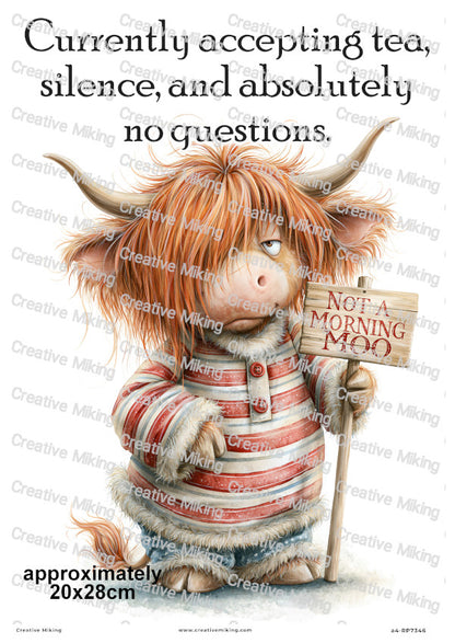 Highland Cow Funny Decoupage Rice Paper | RP7346