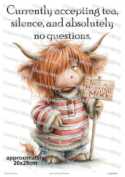 Highland Cow Funny Decoupage Rice Paper | RP7346