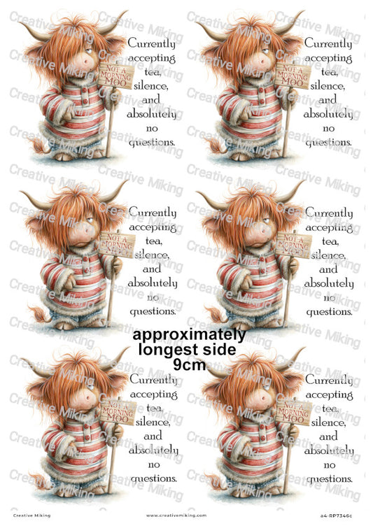 Highland Cow Funny Decoupage Rice Paper | RP7346c