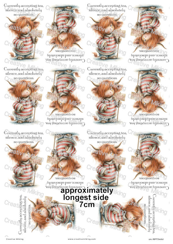 Highland Cow Funny Decoupage Rice Paper | RP7346d