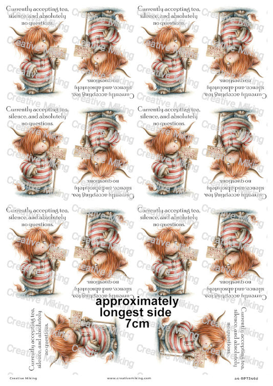 Highland Cow Funny Decoupage Rice Paper | RP7346d