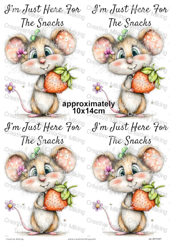 Mouse With Strawberry Funny Decoupage Rice Paper | RP7357