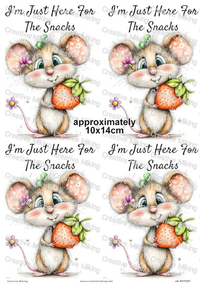 Mouse With Strawberry Funny Decoupage Rice Paper | RP7357