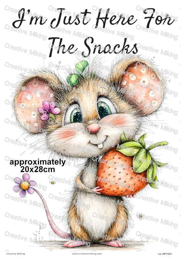 Mouse With Strawberry Funny Decoupage Rice Paper | RP7357