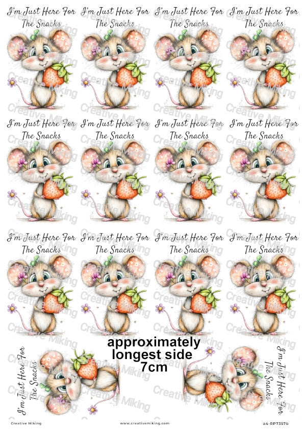 Mouse With Strawberry Funny Decoupage Rice Paper | RP7357b