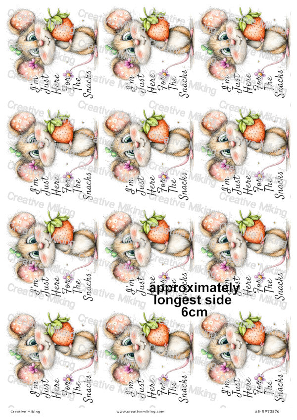 Mouse With Strawberry Funny Decoupage Rice Paper | RP7357d