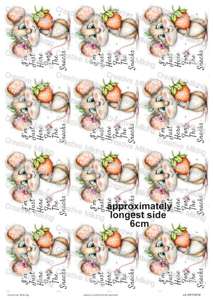 Mouse With Strawberry Funny Decoupage Rice Paper | RP7357d