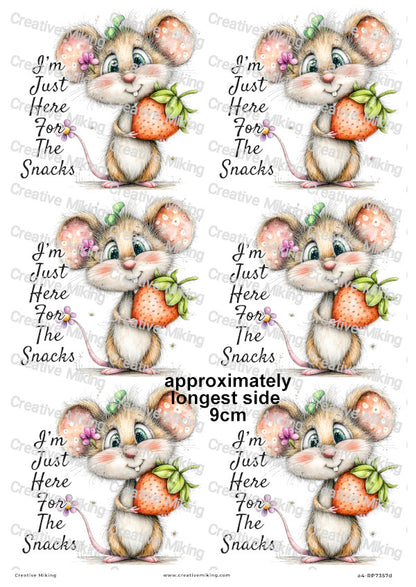 Mouse With Strawberry Funny Decoupage Rice Paper | RP7357d