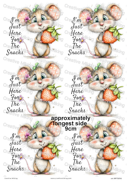 Mouse With Strawberry Funny Decoupage Rice Paper | RP7357d