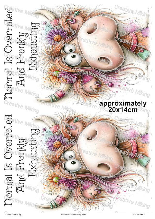 Quirky Highland Cow Funny Decoupage Rice Paper | RP7363