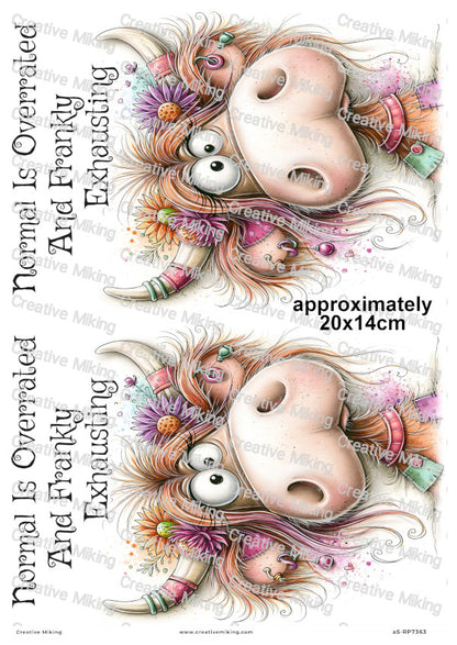 Quirky Highland Cow Funny Decoupage Rice Paper | RP7363