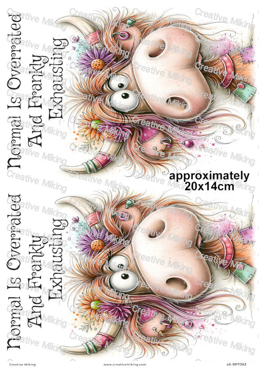 Quirky Highland Cow Funny Decoupage Rice Paper | RP7363
