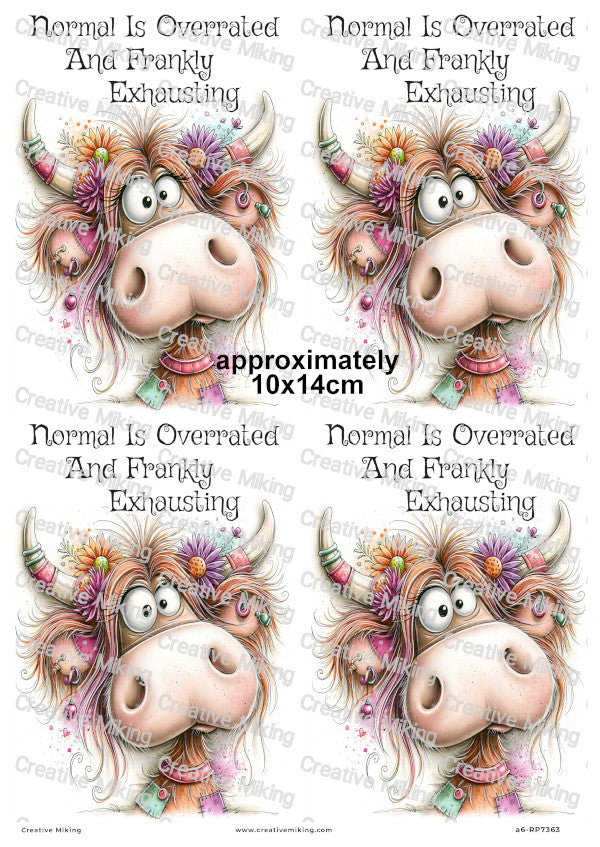 Quirky Highland Cow Funny Decoupage Rice Paper | RP7363