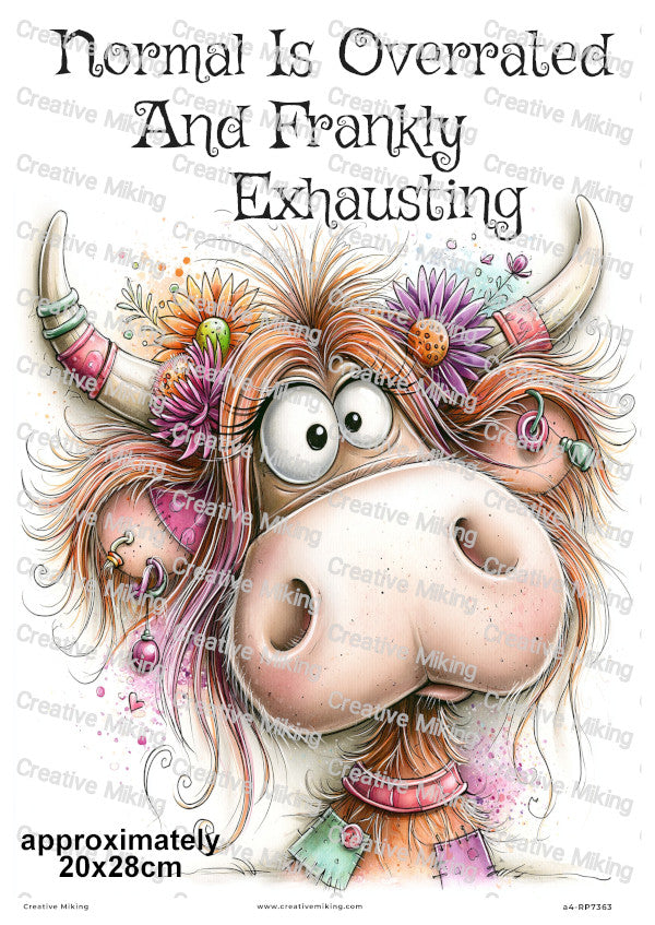 Quirky Highland Cow Funny Decoupage Rice Paper | RP7363