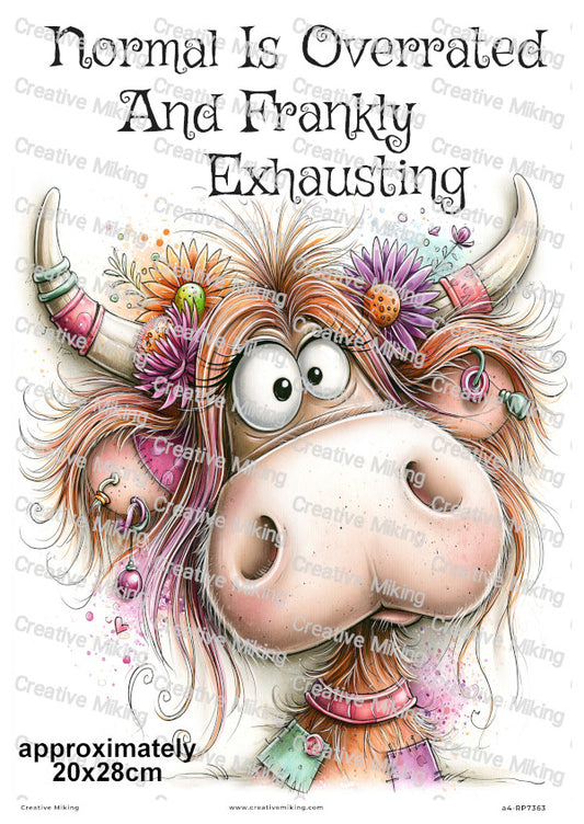 Quirky Highland Cow Funny Decoupage Rice Paper | RP7363