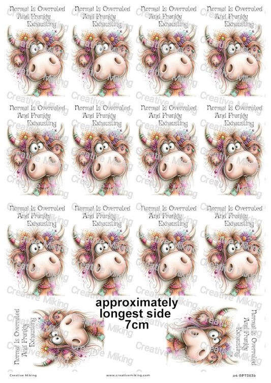 Quirky Highland Cow Funny Decoupage Rice Paper | RP7363b