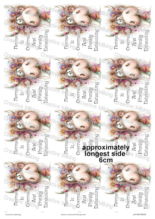 Quirky Highland Cow Funny Decoupage Rice Paper | RP7363d