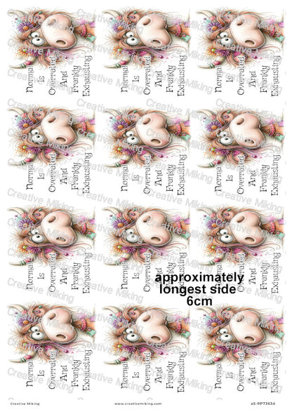 Quirky Highland Cow Funny Decoupage Rice Paper | RP7363d