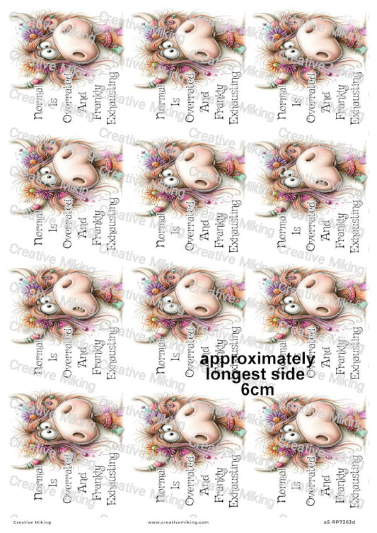 Quirky Highland Cow Funny Decoupage Rice Paper | RP7363d