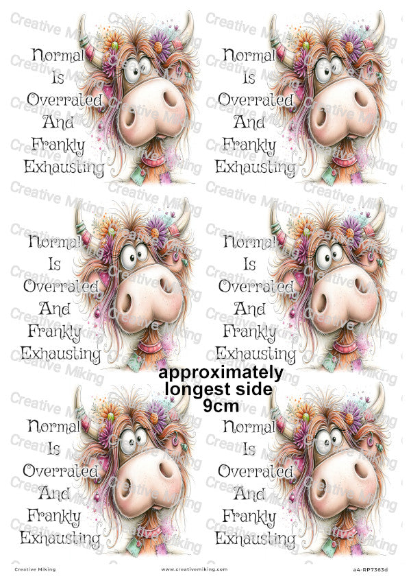 Quirky Highland Cow Funny Decoupage Rice Paper | RP7363d