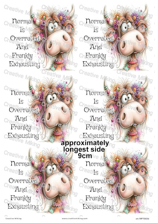 Quirky Highland Cow Funny Decoupage Rice Paper | RP7363d