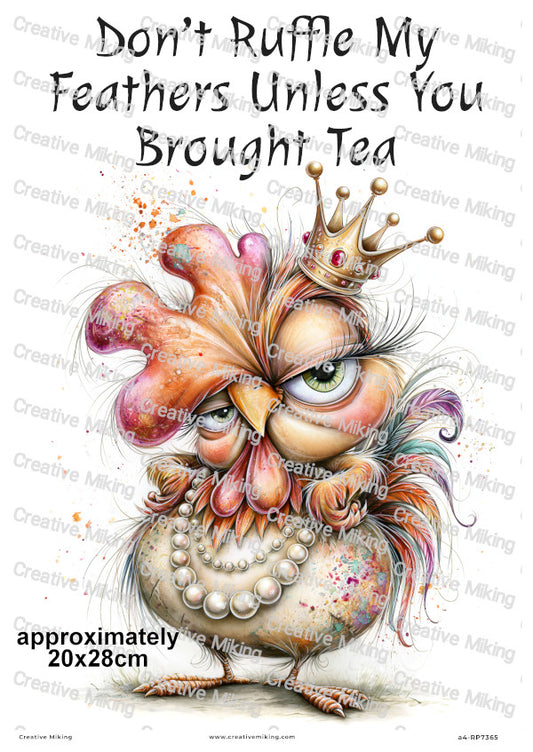 Queen Chicken Funny Decoupage Rice Paper | RP7365