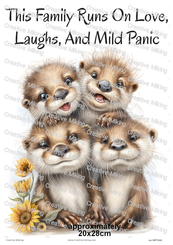 Otter Family Funny Decoupage Rice Paper | RP7368