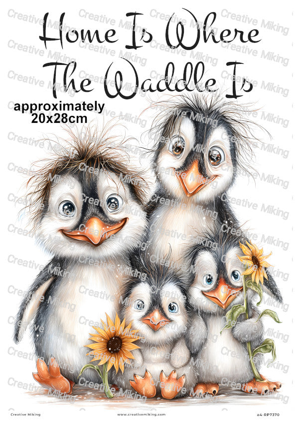 Penguin Family Funny Decoupage Rice Paper | RP7370