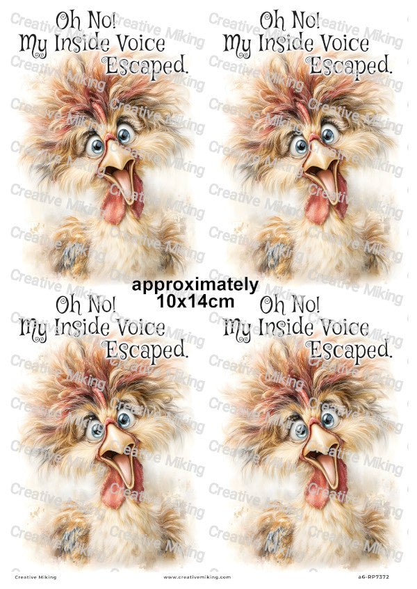 Chicken Funny Decoupage Rice Paper | RP7372